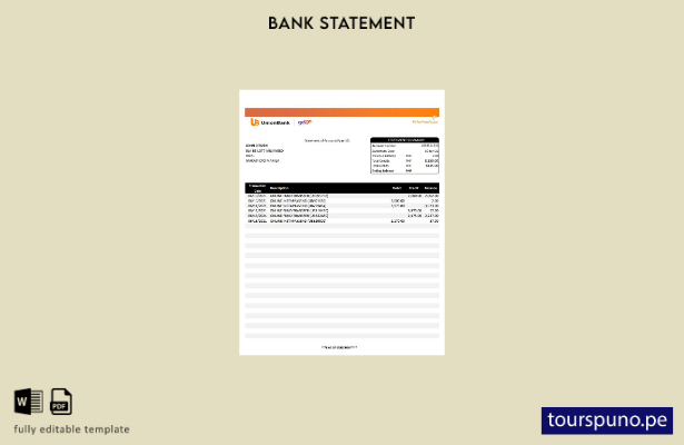 listo para imprimir plantilla de Excel del extracto de Unionbank de Filipinas